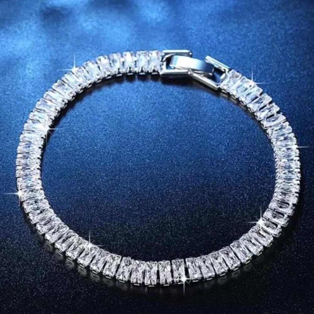 NEW ‘7’ 925 STERLING SILVER DIAMOND BRACELET, NICE BRACELET, CUTE BRACELET - Picture 2 of 6